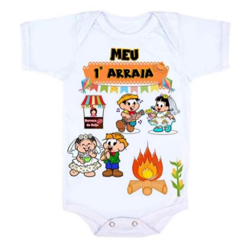 Body bebê roupa infantil Personalizada Mesversario Turma da Monica festa junina