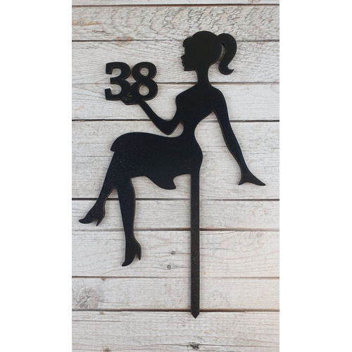 Topo De Bolo Personalizado Com A Idade Silhueta Moça Sentada em Oferta na Shopee