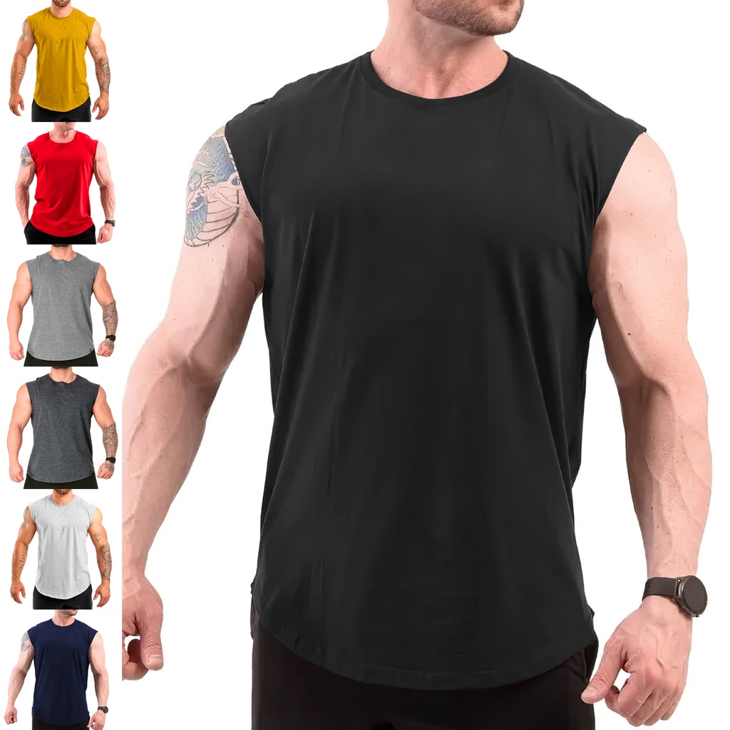 Camiseta Machão Longline Regata Masculina Fitness Academia Treino