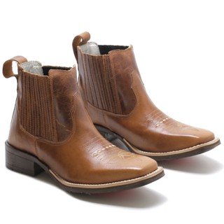 Botina Bota Country Texana Feminina Cano Curto Em Couro Legitimo em Oferta na Shopee