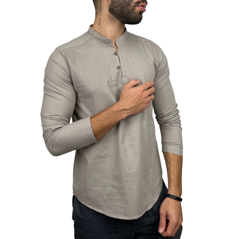 Bata Masculina Slim Fit Manga Longa Curta Masculina Plus Size