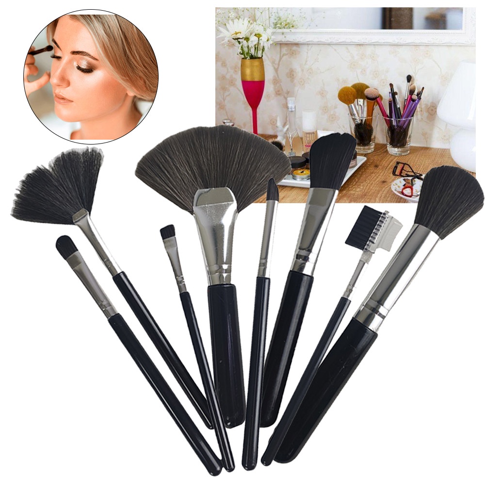 Pincel Kit 8 Peças Profissional Maquiagem Base Corretivo Sombra Make Up