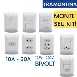 Tomada interruptor tramontina aria 10a 20a simples 4x2 TOMADAS 10a 20a LINHA ARIA MONTE SEU KIT tramontina interruptor