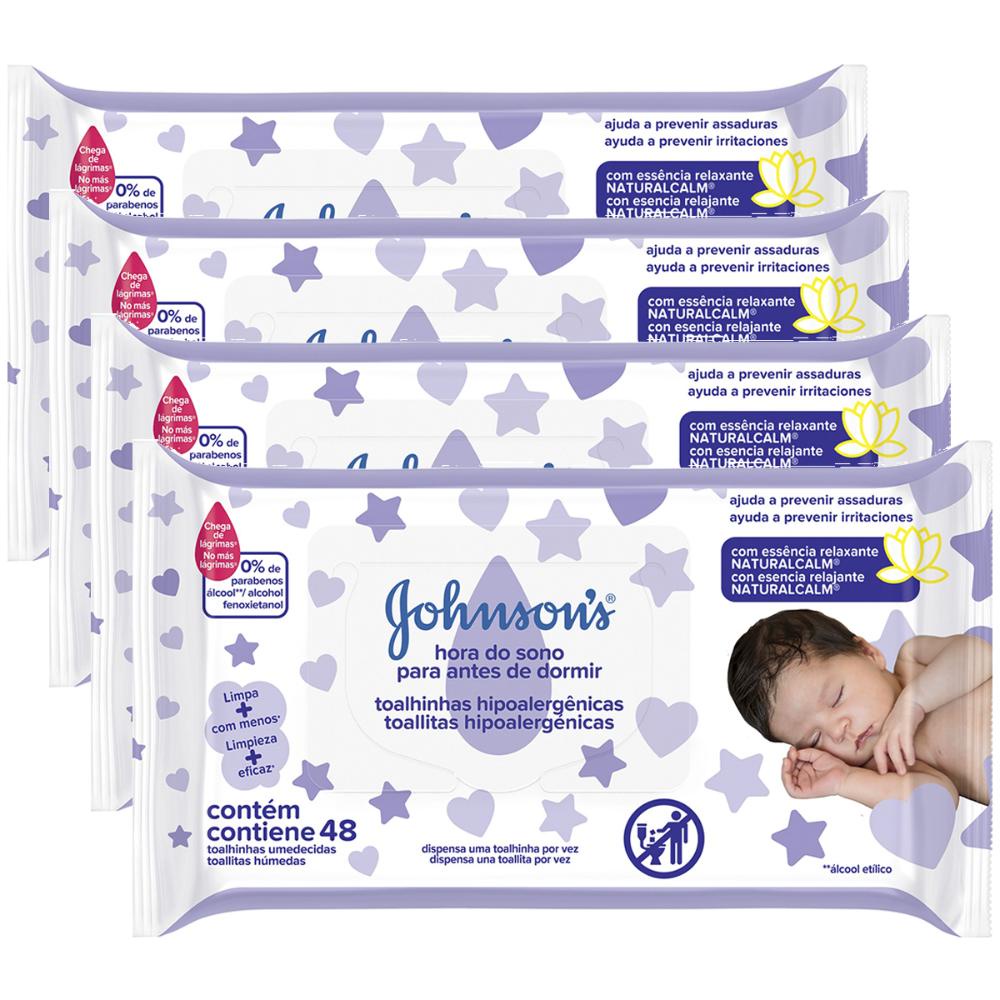 Kit ccom 4 Toalhinhas Johnson's Baby Hora do Sono c/48