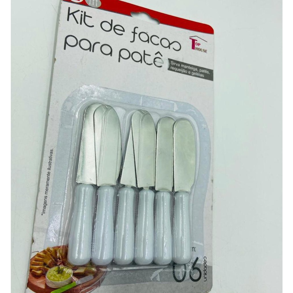 Kit com 6 Facas Brancas p/ manteiga pave requeijão