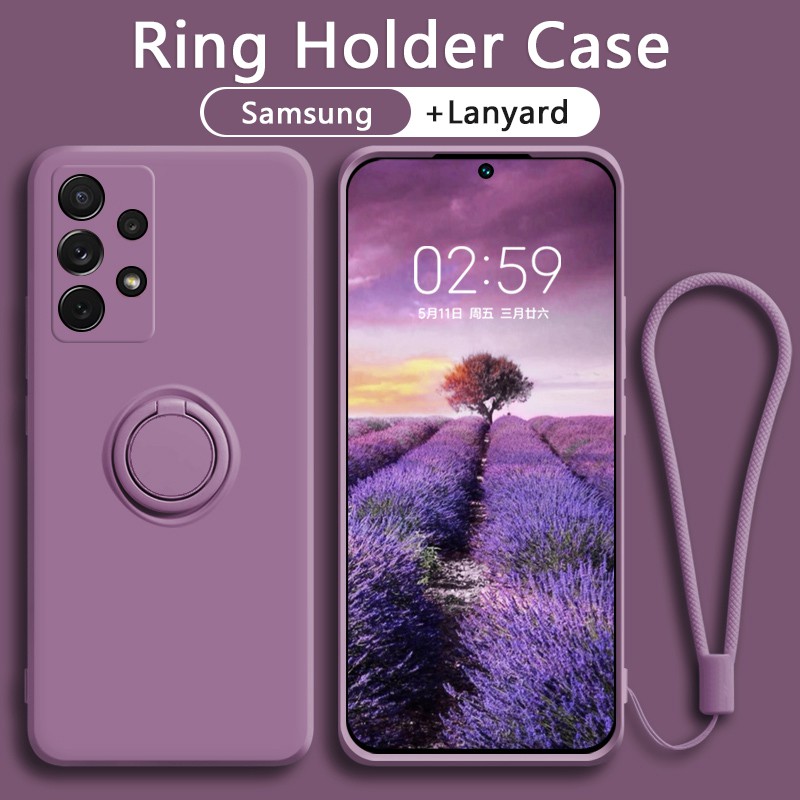capinha Samsung A32 A52 A53 A72 Capa Case De Silicone Líquido Com Suporte Anel Magnético Para em Oferta na Shopee