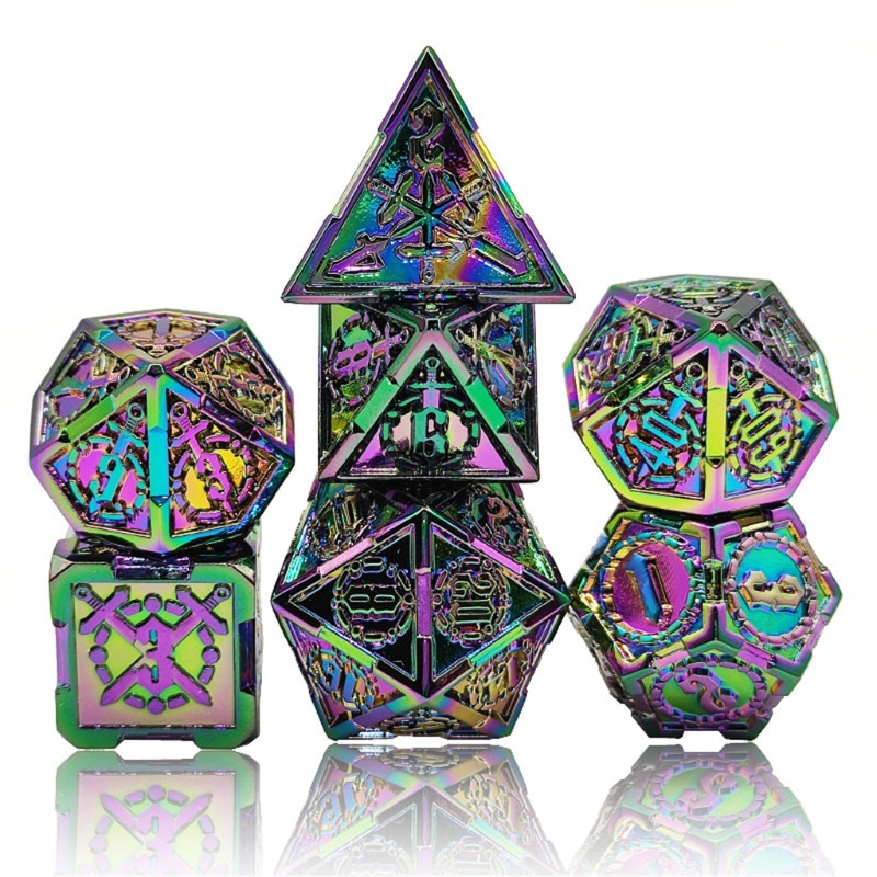 Wust New Design Metal Dice Set Board Game RPG 7pcs D4 D6 D8 D10 D% D12 D20  Set | Shopee Brasil