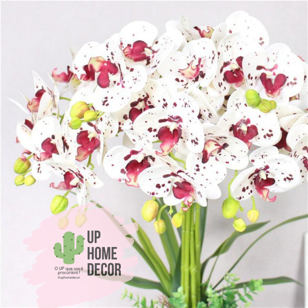 Kit 7 Galhos de flor Orquídea mescla artificial em silicone para arranjos e  decoração da sua casa mesa de jantar centro de mesa/ casamento/ noivado/  noiva / chuva de ouro | Shopee Brasil