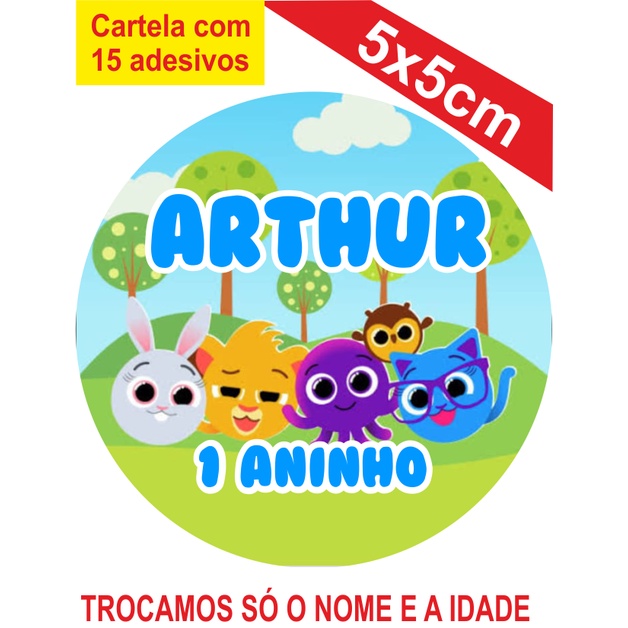 Adesivos Bolofofos Personalizados   5x5cm Festa Aniversário Lembrancinha