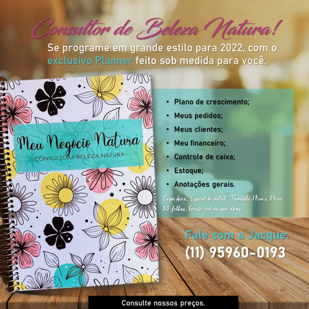 Planner Consultor Natura - Capa Dura | Shopee Brasil