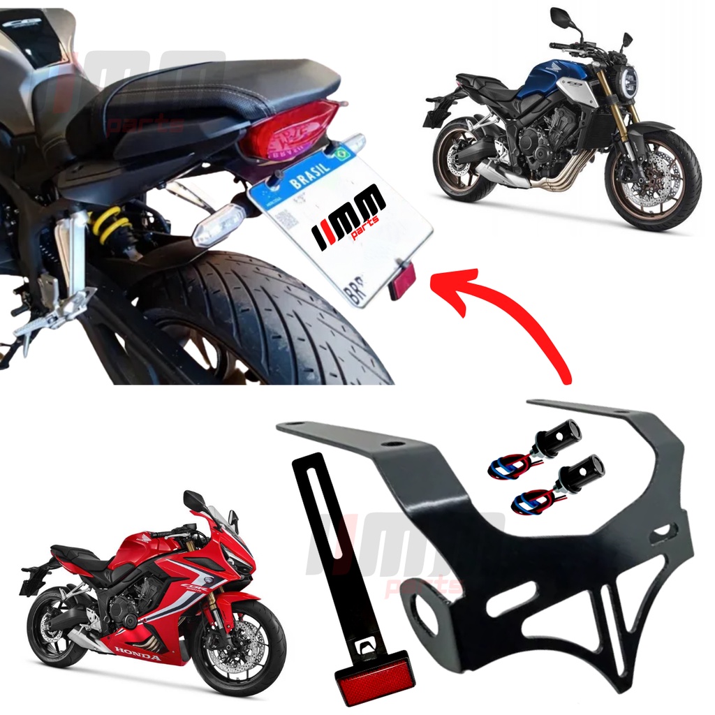 Eliminador de Rabeta CB 650R CBR 650R Fixo Suporte De Placa esportivo Honda CB650 R CBR650 R 2019 a 2021