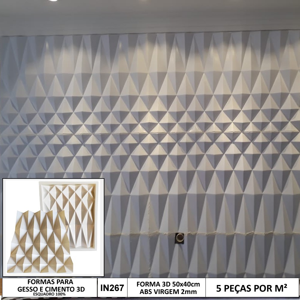 Forma de Gesso 3d Diamond 50x40cm Abs 2mm Molde Para Gesso e cimenticio 3d