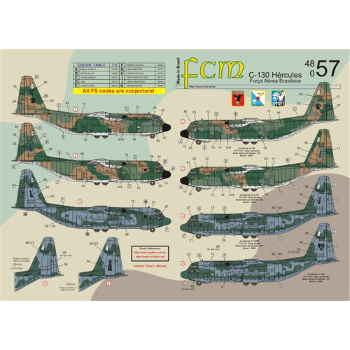 Decal Fcm 48057 Avião C-130 Hercules 1/48 Plastimodelismo