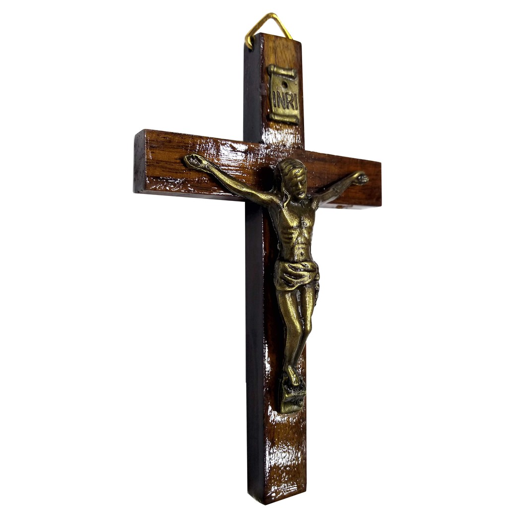 Crucifixo De Parede 12cm Madeira Imbuia Cristo Em Aço em Oferta na Shopee
