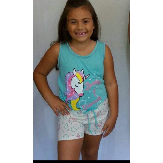 Babydoll Short - doll infantil criança Unicórnio personagem