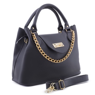 Bolsa Feminina Média Com Alça de Lado e Bolso Externo + Detalhe em Corrente