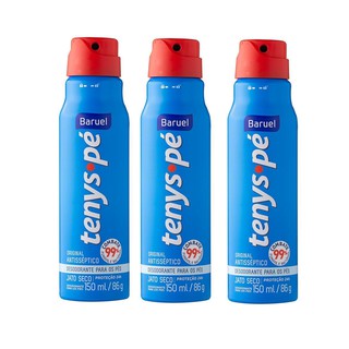 Kit com 3 Tenys Pé Spray original Baruel 150ml/92g Legítimo