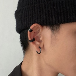 1 Conjunto De Punk De Aço Inoxidável Brincos Clipe Moda Ear Cuff Jóias Hip Hop Acessórios