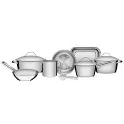Jogo de Panelas Tramontina Aço Inox Fundo Triplo Allegra 7 Peças + Pegador Massa