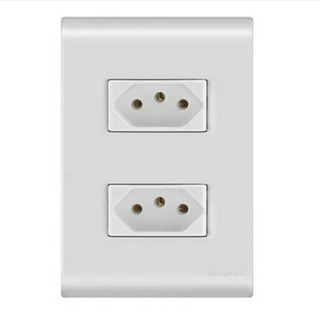 Tomada Dupla 2P+T 10A / 20A Tramontina Liz Branca 4x2 em Oferta na Shopee