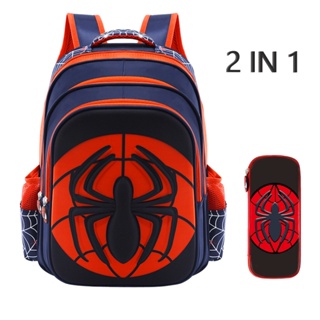 2 Em 1 Kit 3D Marvel Fato De Aranha Mochila Infantil Fofa Desenho Animado Menino Escola 1 2 3 4 5 6 Graus em Oferta na Shopee