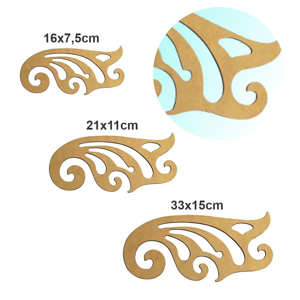 Kit 3 Reguas Modelagem Curva Francesa Costura Alfaiate Mdf