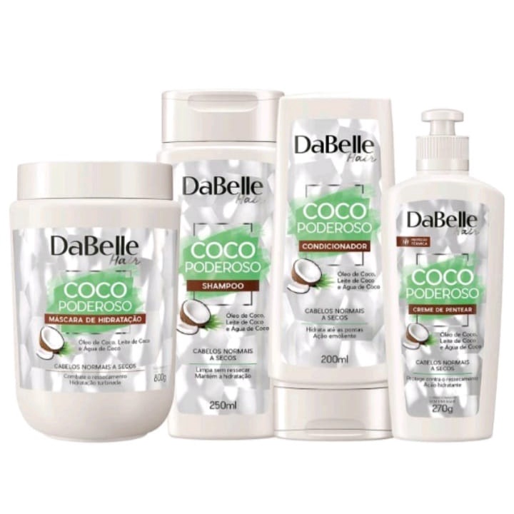 Kit Da Belle Hair Vegano Capilar Coco Poderoso Hidratação Completa (4 produtos)