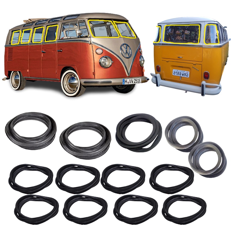 KIT Borrachas Completo do Vidro Parabrisa Vigia Janelas Fixo Móvel Basculante Curvo Kombi Corujinha 1200 1300 1500 1600 1957 até em Oferta na Shopee
