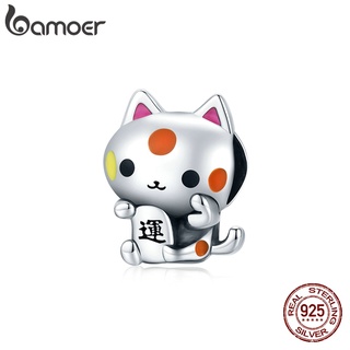 Bamoer Prata Esterlina 925 Sorte Fortuna Auspicioso Gato Charme Para Colar Pulseira Diy Acessórios De Moda Scc1855