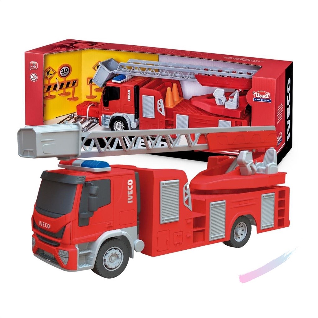Carro Veículos de Brinquedo Caminhão Bombeiro Brinquedo Iveco Tector Meninos Brinquedo Miniatura Escala 1/30 Usual Brinquedos — R$ 82,69 em Shopee