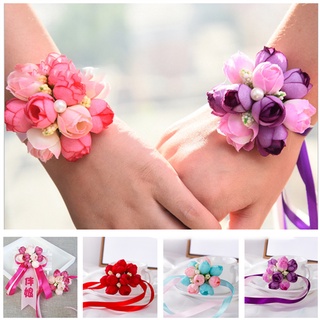 Decoração De Casamento Espartilhos De Pulso De Rosa Dama De Honra Pulseira De Seda Acessórios De Noiva
