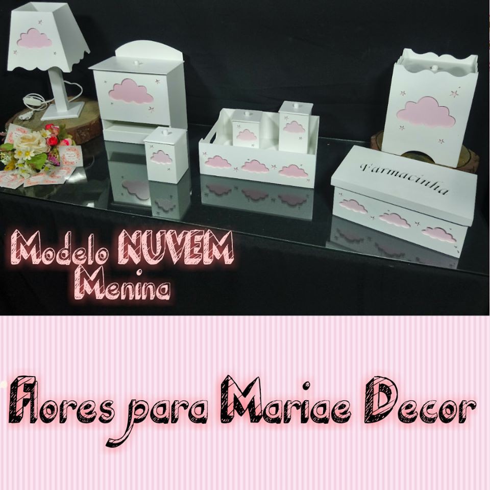 Kit Higiene Bebe Mdf 8 Pcs Nuvem Menina Shopee Brasil