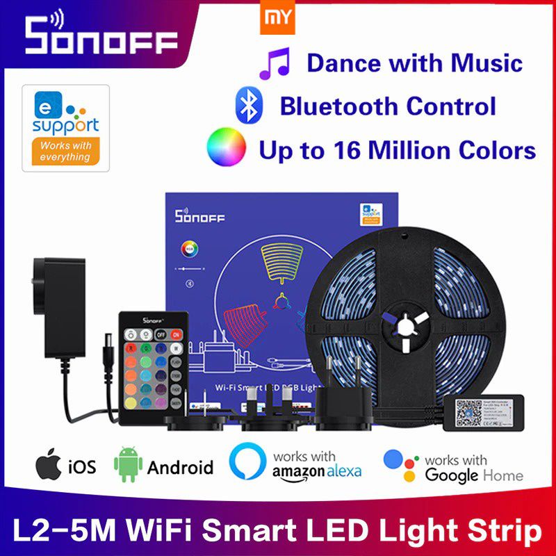 [Entrega Rápida]SONOFF L2 Lite 5M EU/US Fita LED Smart Wifi RGB ...