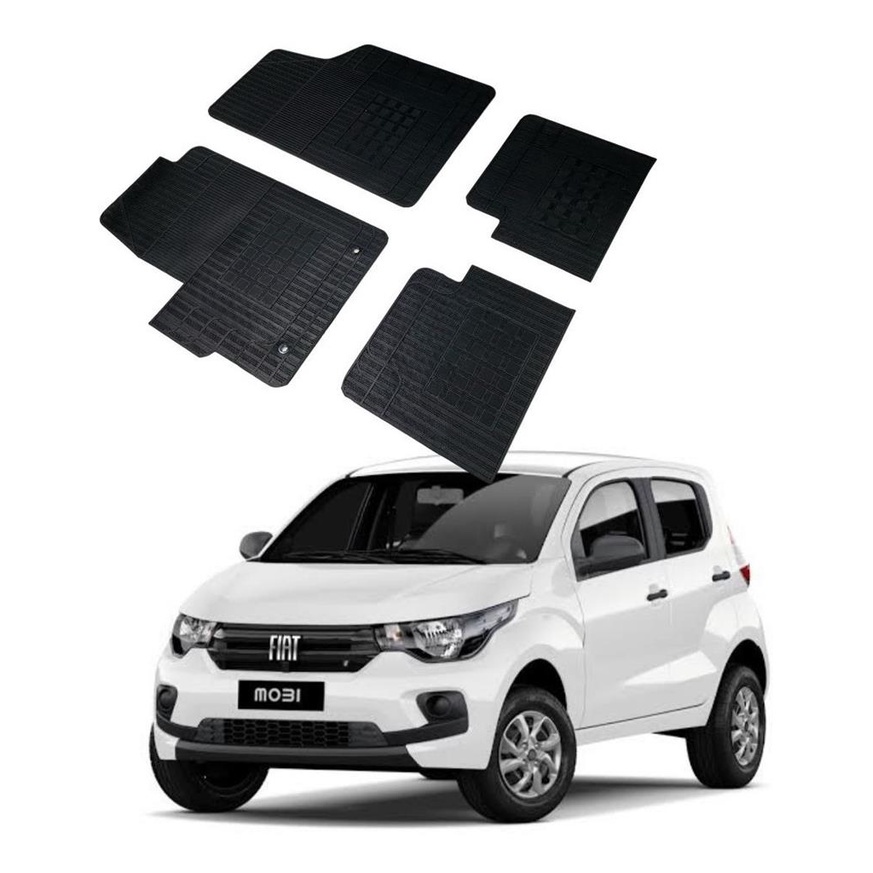 Jogo 4 Pecas Tapete Automotivo Especifico Fiat Mobi 100% Borracha Borcol 4pc.