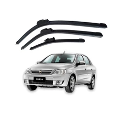 Kit Palheta Limpador Parabrisa Dianteiro + Traseiro Novo Corsa 2004 a 2012
