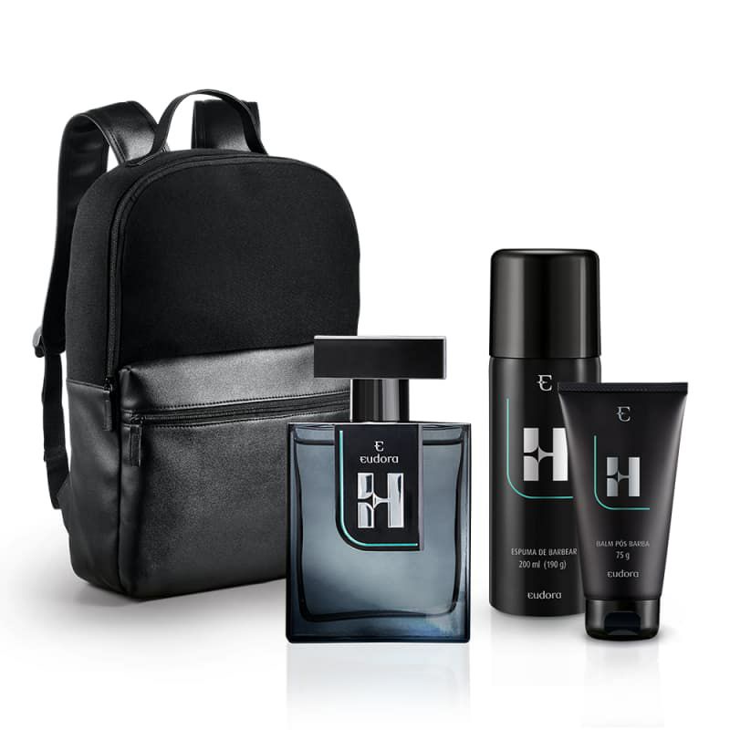 Kit Eudora H Colônia Desodorante + Balm Pós Barba + Espuma de Barbear + Mochila