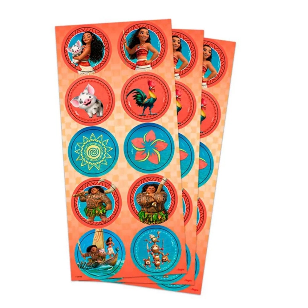 Adesivo Redondo para Lembrancinha Festa Moana - 30 unidades - Regina - Rizzo Festas