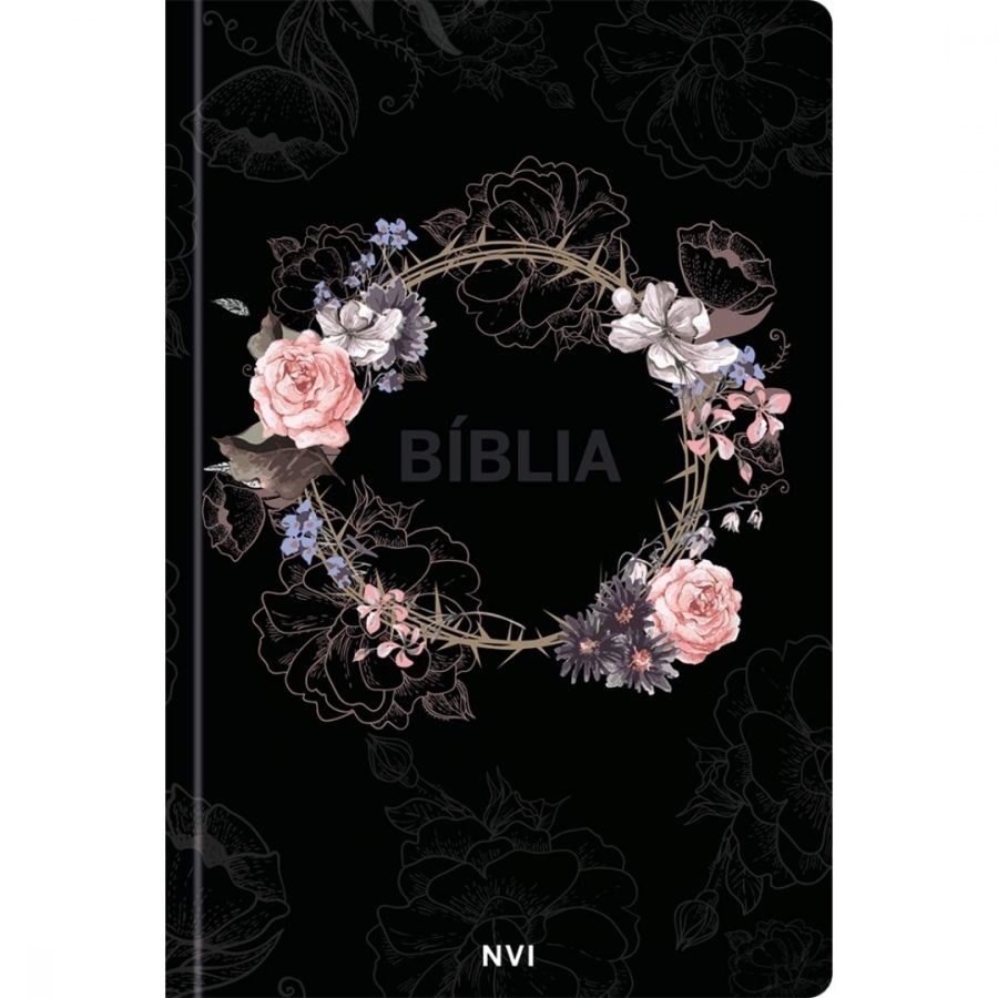 Biblia Sagrada Flores Preta | NVI | Letra Normal | Capa Dura Soft Touch