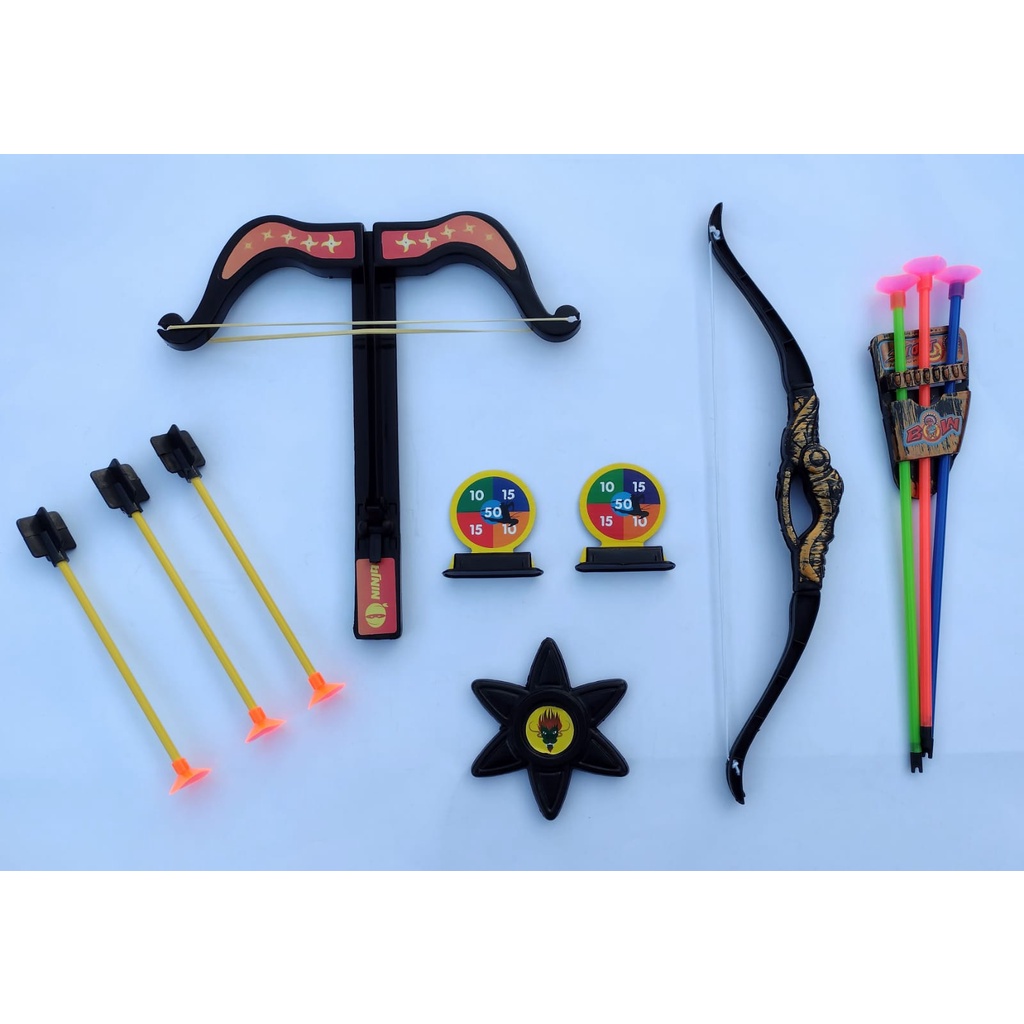 Kit Lançador Balestra Lança Dardos Brinquedo + Arco E Flecha Infantil