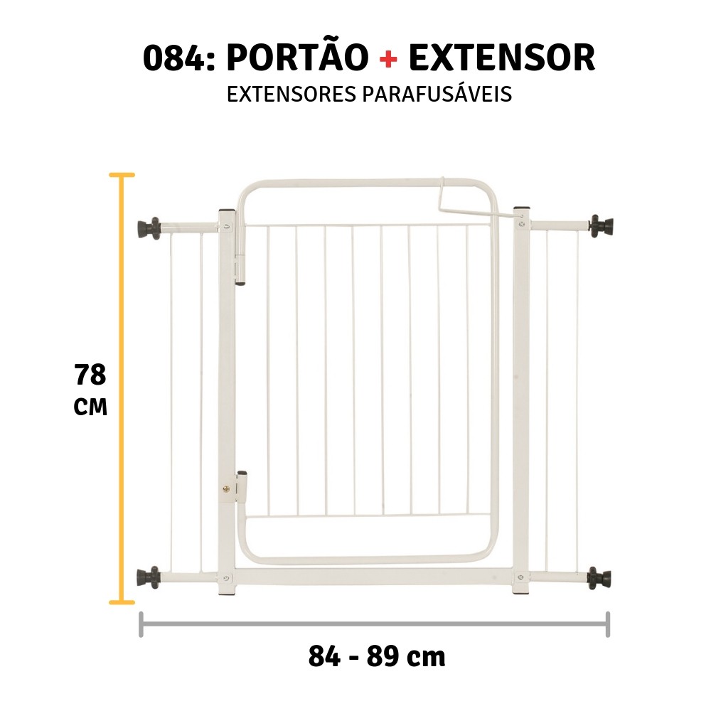Grade De Porta Portão De Criança Pet Segurança 84/89 Portãozinho para Cães Expansivo
