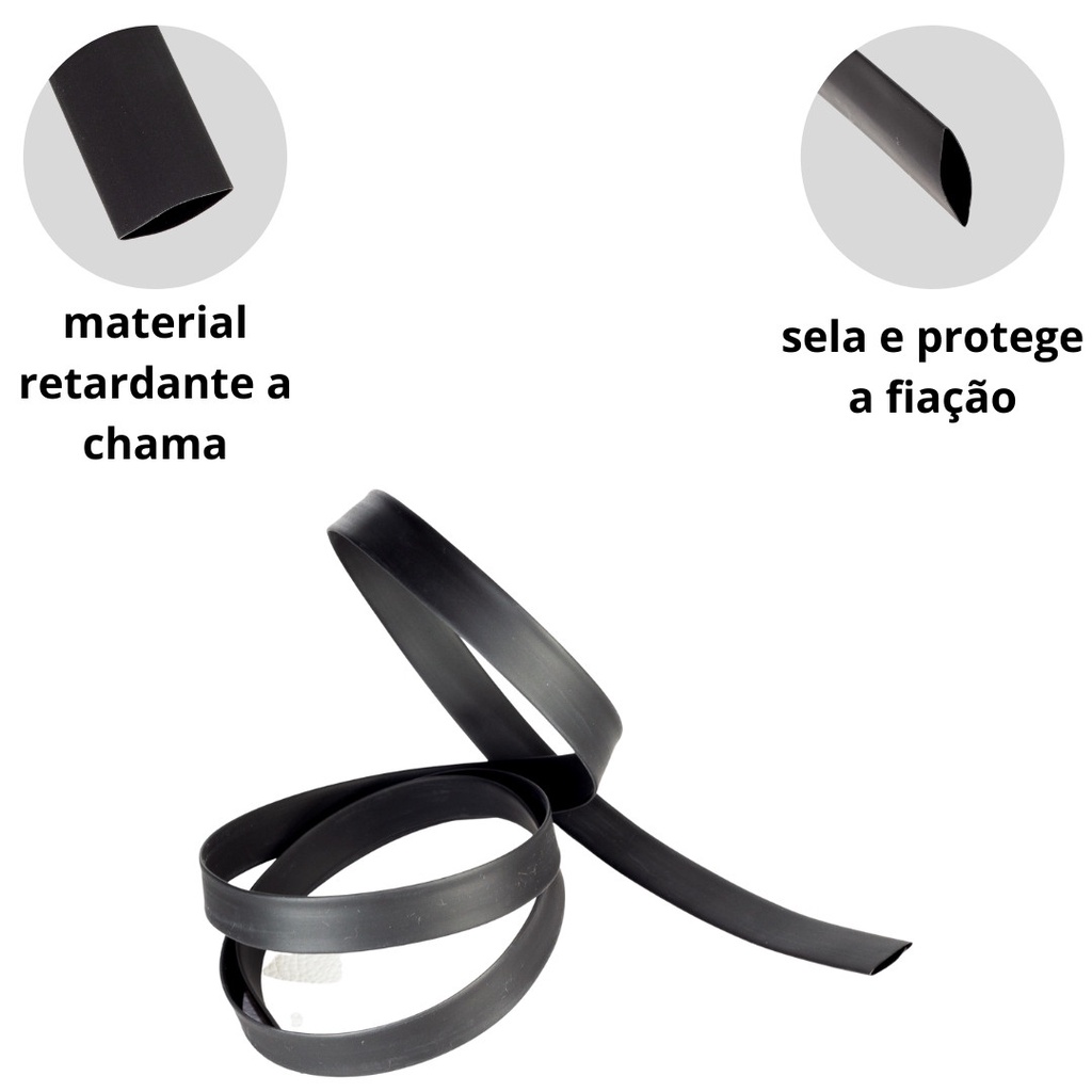 ESPAGUETE TERMO RETRATIL 8.0 MM PRETO - 1 METRO - LEIPLAST · foto 2
