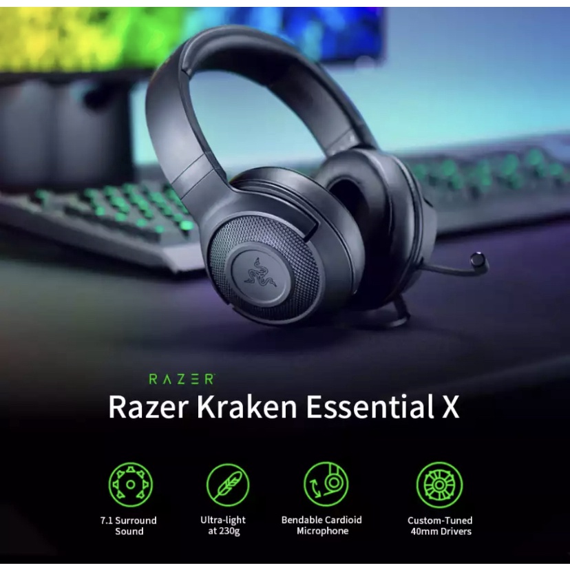 Headset Gamer Razer Kraken X Lite Surround 7.1 Com Microfone | Shopee ...