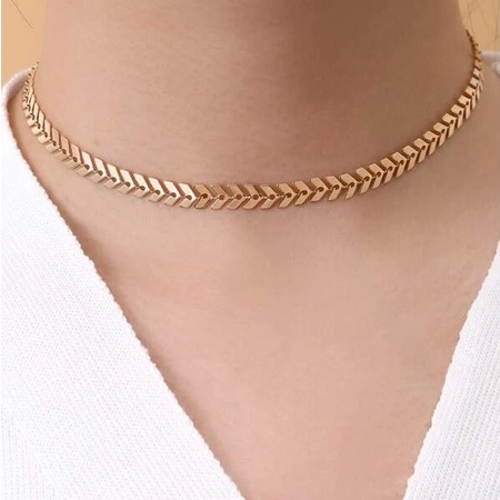 Colar Choker feminina Escama De Peixe Folheado A Ouro 18k