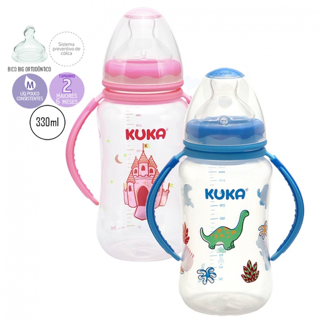 Mamadeira Big Natural Alça Bico Big Orto N°2 330ml - Kuka
