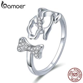Bamoer 925 Anel Aberto De Dedo De Prata Animal & Osso Para Jóias De Tamanho Ajustável SCR416