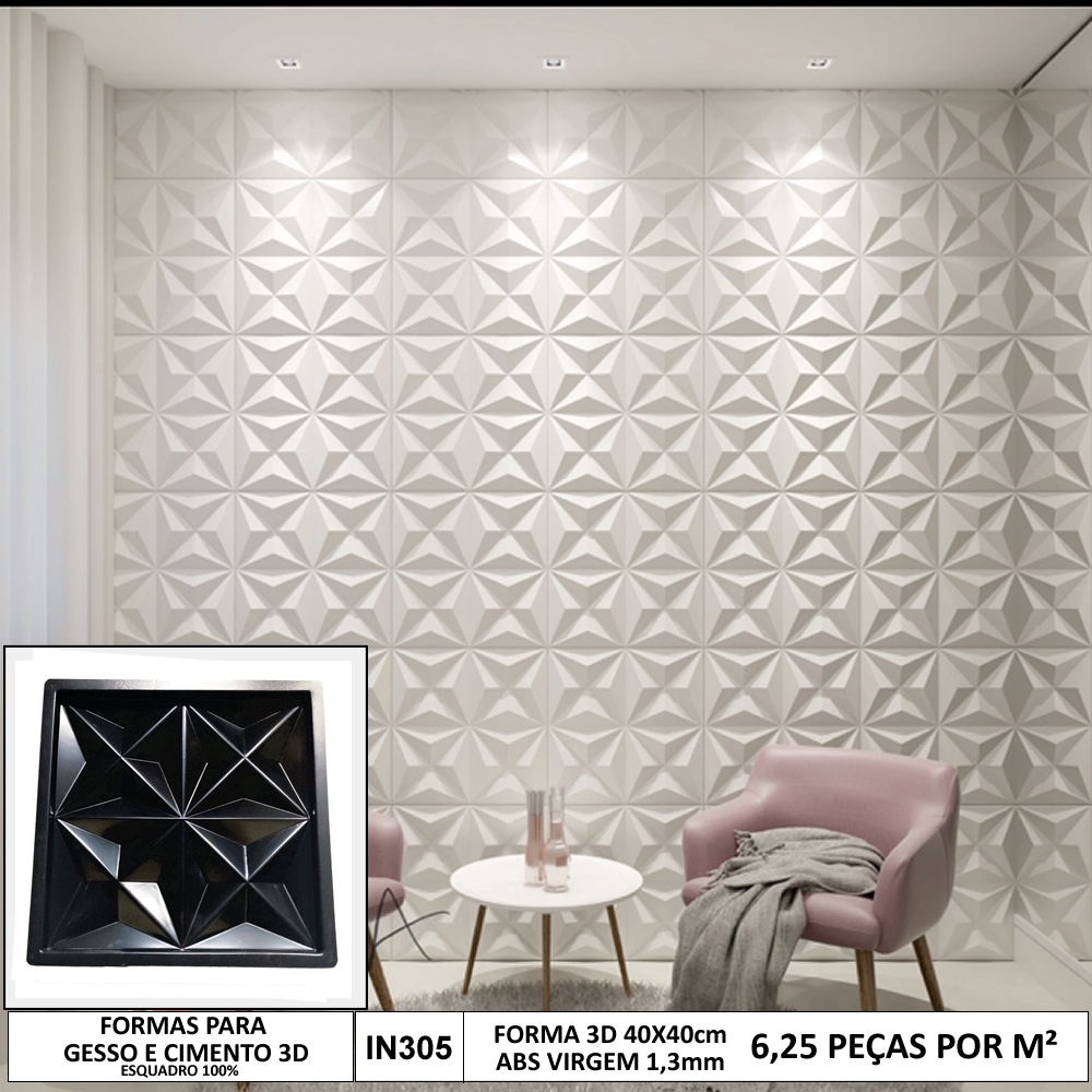 Forma 3d Gesso Mini Cullinans 40x40cm ABS 1,3mm Molde para gesso 3d