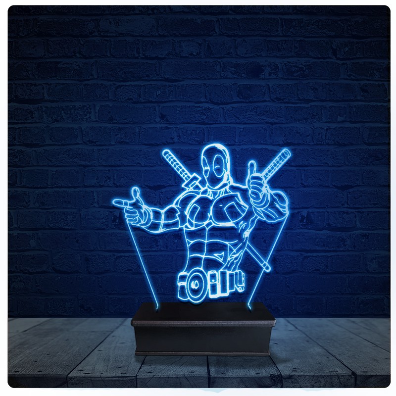 Luminária Led Acrilico Abajur - Deadpool Marvel 01