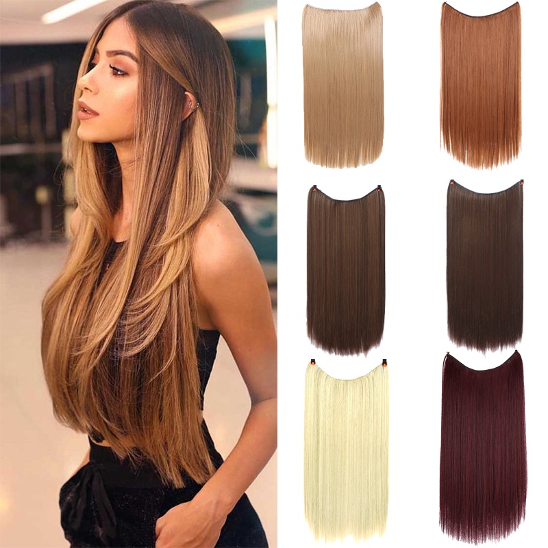 Compre LISI CABELO Pendurado Orelha Tingido Cabelo Bonito Extensão de cabelo  para cabelo longo fêmea uma cor de cartão invisível extensão de cabelo liso  sem emenda peça multicolor