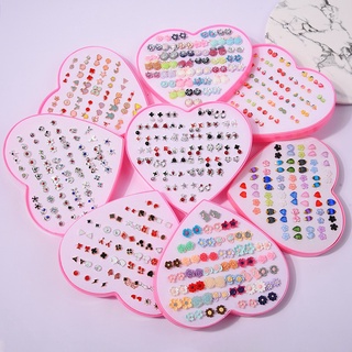 Conjunto 36 Pares De Brincos Femininos Elegantes Cristais E Strass (Com Caixa De Coração)