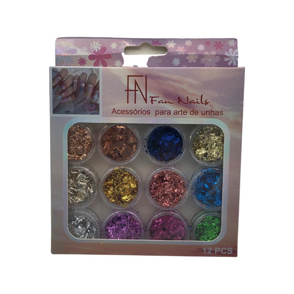 12 Folhas De Ouro E Prata Decoração Unhas Encapsuladas em Oferta na Shopee